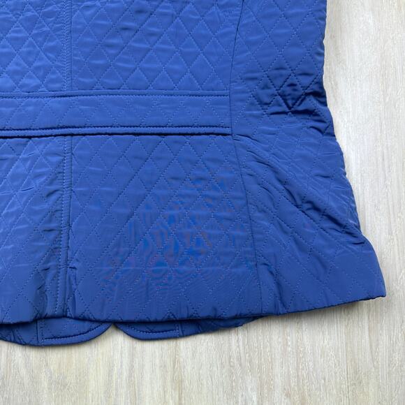 Talbots Blue Quilted Fleece Button Front Lined Corduroy Collared Vest Medium - Picture 11 of 14